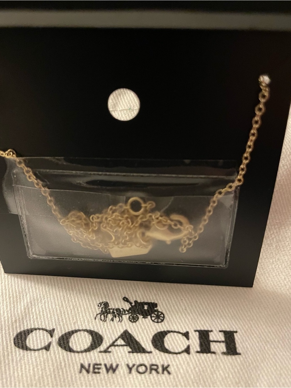Coach Gold-Tone Pendant Necklace with Yellow and White Accents - Picture 3 of 4